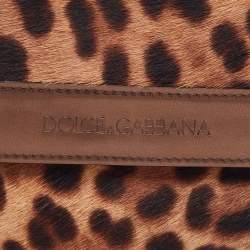 Dolce & Gabbana Brown Leopard Print Calfhair and Patent Leather Continental Wallet