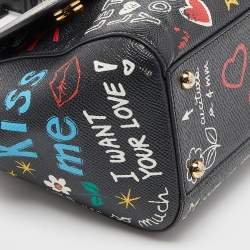 Pre Owned Dolce & Gabbana Multicolor Leather Medium Miss Sicily Graffiti Top Handle Bag