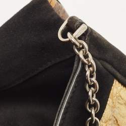 Pre Owned حقيبة كلتش دولتشي أند غابانا DG جلد ثعبان الماء وكريستال مزخرف ذهبي/فضي