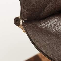 Pre Owned Dolce & Gabbana Brown Leopard Print Canvas & Python Skin Leather Sicily Shoulder Bag
