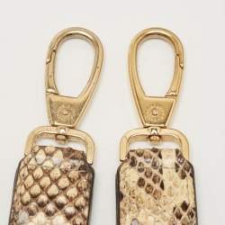 Pre Owned Dolce & Gabbana Brown Leopard Print Canvas & Python Skin Leather Sicily Shoulder Bag