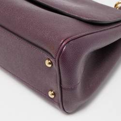 Pre Owned Dolce & Gabbana Purple Leather Medium Miss Sicily Top Handle Bag