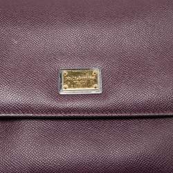Pre Owned Dolce & Gabbana Purple Leather Medium Miss Sicily Top Handle Bag