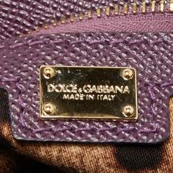Pre Owned Dolce & Gabbana Purple Leather Medium Miss Sicily Top Handle Bag