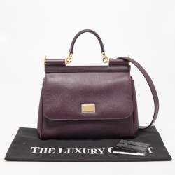 Pre Owned Dolce & Gabbana Purple Leather Medium Miss Sicily Top Handle Bag
