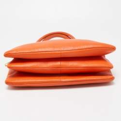 Pre Owned Dolce & Gabbana Orange Leather Twist Laptop Bag