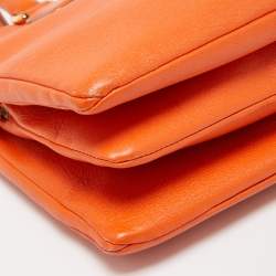Pre Owned Dolce & Gabbana Orange Leather Twist Laptop Bag