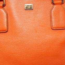 Pre Owned Dolce & Gabbana Orange Leather Twist Laptop Bag
