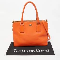 Pre Owned Dolce & Gabbana Orange Leather Twist Laptop Bag