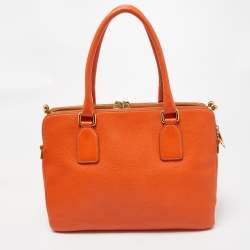 Pre Owned Dolce & Gabbana Orange Leather Twist Laptop Bag