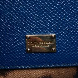 Pre Owned Dolce & Gabbana Blue Leather Medium Miss Sicily Top Handle Bag