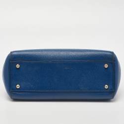 Pre Owned Dolce & Gabbana Blue Leather Medium Miss Sicily Top Handle Bag