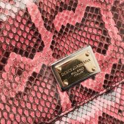 Dolce & Gabbana Pink Python Medium Miss Sicily Top Handle Bag