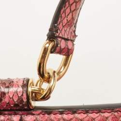 Dolce & Gabbana Pink Python Medium Miss Sicily Top Handle Bag