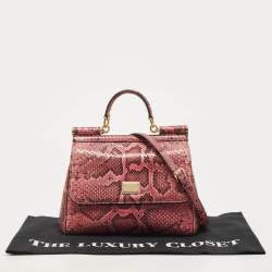 Dolce & Gabbana Pink Python Medium Miss Sicily Top Handle Bag