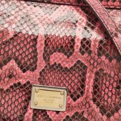 Dolce & Gabbana Pink Python Medium Miss Sicily Top Handle Bag