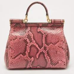 Dolce & Gabbana Pink Python Medium Miss Sicily Top Handle Bag