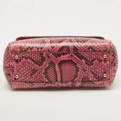 Dolce & Gabbana Pink Python Medium Miss Sicily Top Handle Bag
