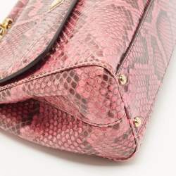 Dolce & Gabbana Pink Python Medium Miss Sicily Top Handle Bag