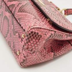 Dolce & Gabbana Pink Python Medium Miss Sicily Top Handle Bag