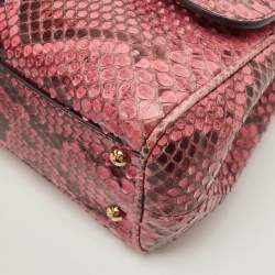 Dolce & Gabbana Pink Python Medium Miss Sicily Top Handle Bag