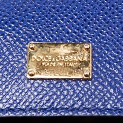 Pre Owned Dolce & Gabbana Blue Leather Small Miss Sicily Top Handle Bag