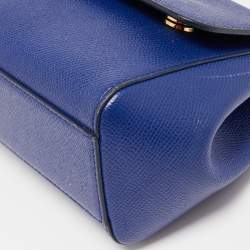 Pre Owned Dolce & Gabbana Blue Leather Small Miss Sicily Top Handle Bag
