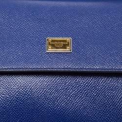 Pre Owned Dolce & Gabbana Blue Leather Small Miss Sicily Top Handle Bag