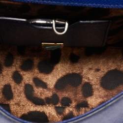 Pre Owned Dolce & Gabbana Blue Leather Small Miss Sicily Top Handle Bag
