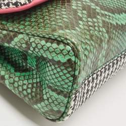 Pre Owned Dolce & Gabbana Multicolor Woven Straw, Leather and Python Small Miss Sicily Top Handle Bag