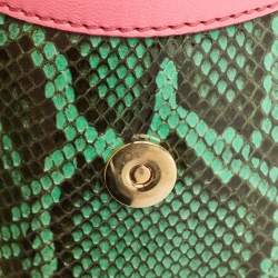 Pre Owned Dolce & Gabbana Multicolor Woven Straw, Leather and Python Small Miss Sicily Top Handle Bag