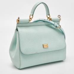 Pre Owned Dolce & Gabbana Green Iguana Embossed Leather Medium Miss Sicily Top Handle Bag