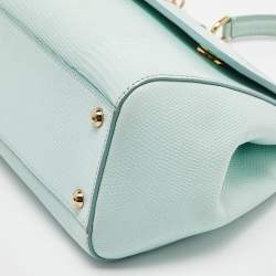 Pre Owned Dolce & Gabbana Green Iguana Embossed Leather Medium Miss Sicily Top Handle Bag