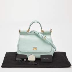 Pre Owned Dolce & Gabbana Green Iguana Embossed Leather Medium Miss Sicily Top Handle Bag