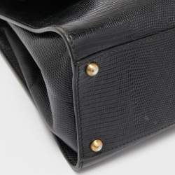 Pre Owned Dolce & Gabbana Black Lizard Embossed Leather Medium Miss Monica Top Handle Bag