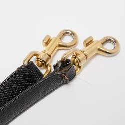 Pre Owned Dolce & Gabbana Black Lizard Embossed Leather Medium Miss Monica Top Handle Bag
