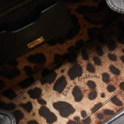 Pre Owned Dolce & Gabbana Black Lizard Embossed Leather Medium Miss Monica Top Handle Bag