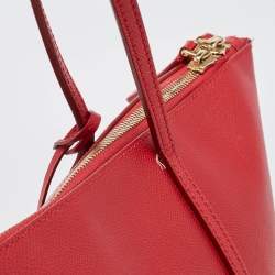 Pre Owned Dolce & Gabbana Red Leather Miss Escape Zip Tote
