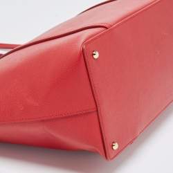 Pre Owned Dolce & Gabbana Red Leather Miss Escape Zip Tote