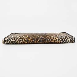 Pre Owned Dolce & Gabbana Black/Brown Leopard Print Fabric Mindy Wristlet Clutch