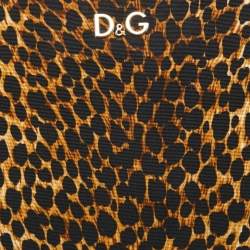 Pre Owned Dolce & Gabbana Black/Brown Leopard Print Fabric Mindy Wristlet Clutch