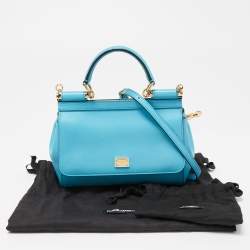 Pre Owned Dolce & Gabbana Blue Leather Small Miss Sicily Top Handle Bag