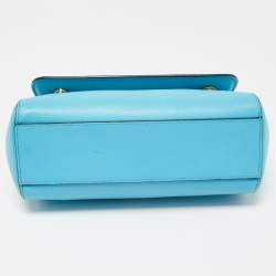 Pre Owned Dolce & Gabbana Blue Leather Small Miss Sicily Top Handle Bag