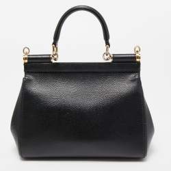 Pre Owned Dolce & Gabbana Black Leather Small Miss Sicily Top Handle Bag