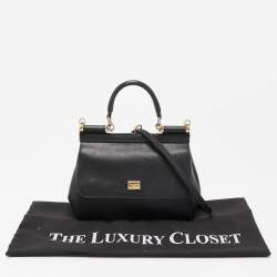 Pre Owned Dolce & Gabbana Black Leather Small Miss Sicily Top Handle Bag