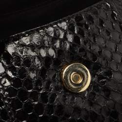 Pre Owned Dolce & Gabbana Black Python Ring Flap Shoulder Bag