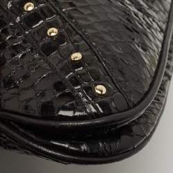 Pre Owned Dolce & Gabbana Black Python Ring Flap Shoulder Bag