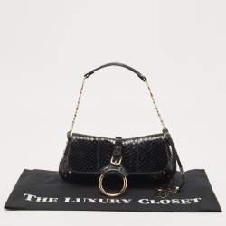 Pre Owned Dolce & Gabbana Black Python Ring Flap Shoulder Bag
