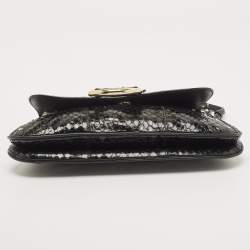 Pre Owned Dolce & Gabbana Black Python Ring Flap Shoulder Bag