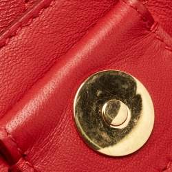 Pre Owned Dolce & Gabbana Red Quilted Leather Chain Shopper Tote